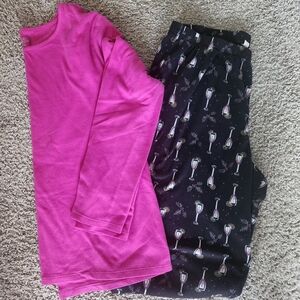 Womens Pink and Black Pajama Set